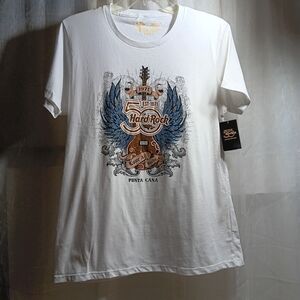 Hard Rock Cafe White Graphic Design T-Shirt Punta Cana  XL NWT Limited Edition